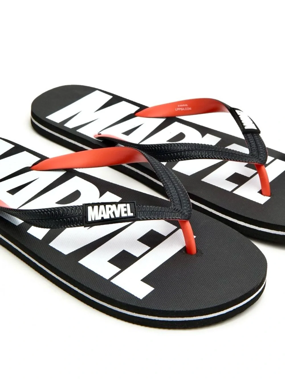 Marvel Comics Men Classic Logo Flip Flops Beach Slides Black White US 9 11 12